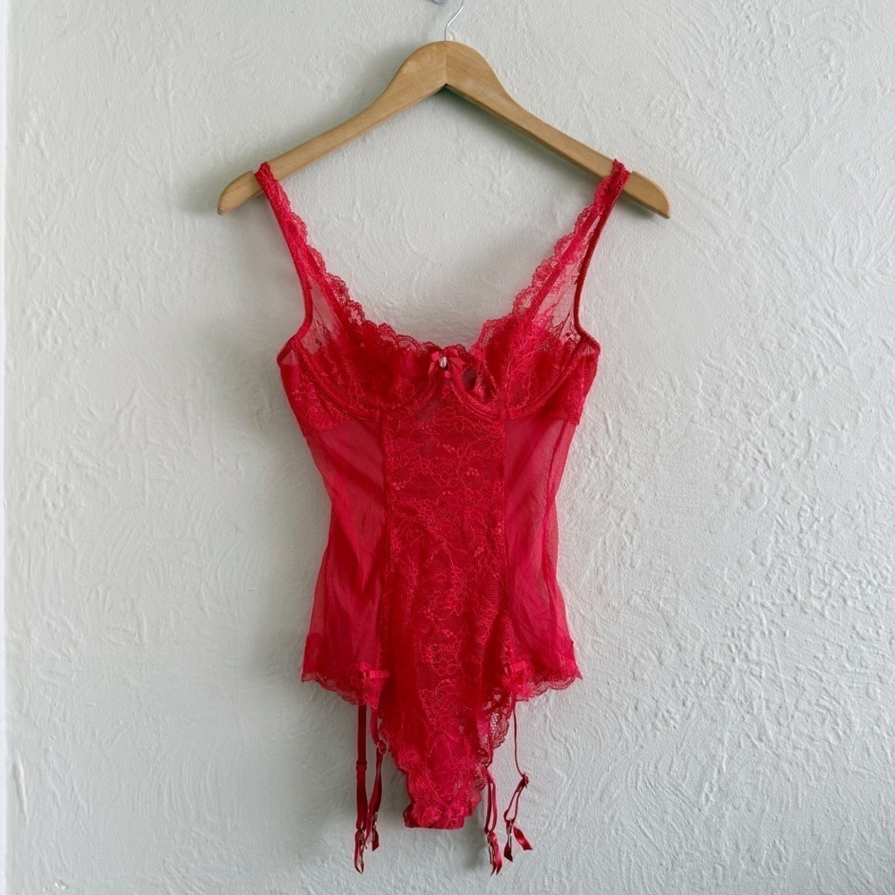 Victoria’s Secret Red Lace Bodysuit Size 34B